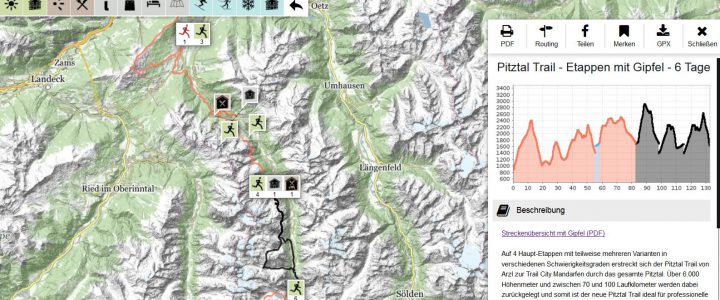 Die Etappen des Pitztal Trails