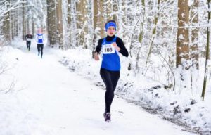 Stefanie beim Winter-Crosslauf.