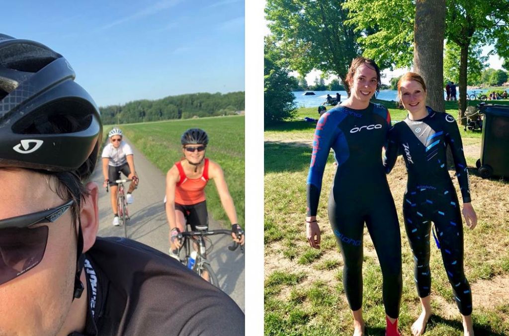 Triathlonvorbereitung auf dem Rad und im See